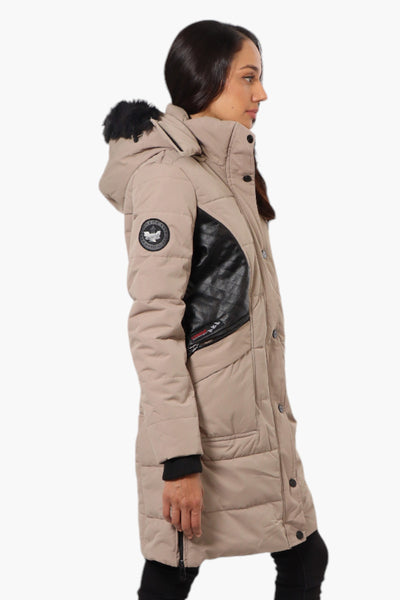 Canada Weather Gear Vegan Leather Insert Parka Jacket - Beige - Womens Parka Jackets - Fairweather