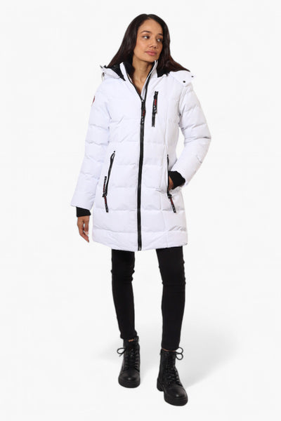 Canada Weather Gear 3/4 Length Bubble Parka Jacket - White - Womens Parka Jackets - Fairweather