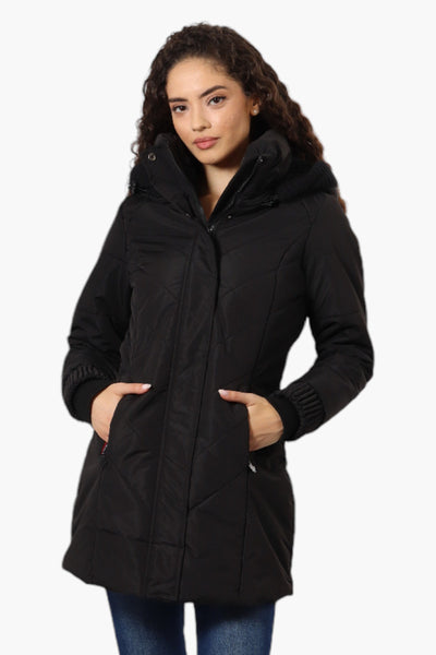 Canada Weather Gear Chevron Quilted Parka Jacket - Black - Womens Parka Jackets - Fairweather