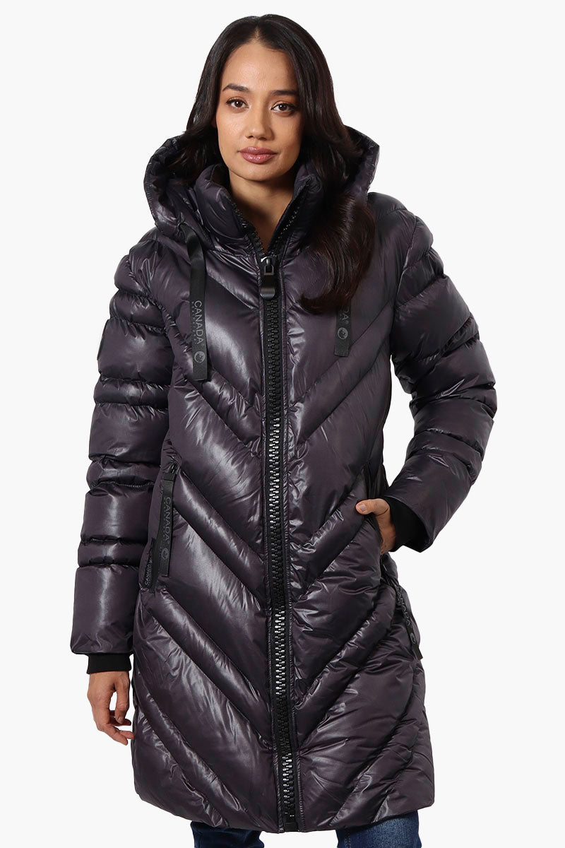 Canada Weather Gear Long Chevron Quilted Parka Jacket - Grey - Womens Parka Jackets - Fairweather