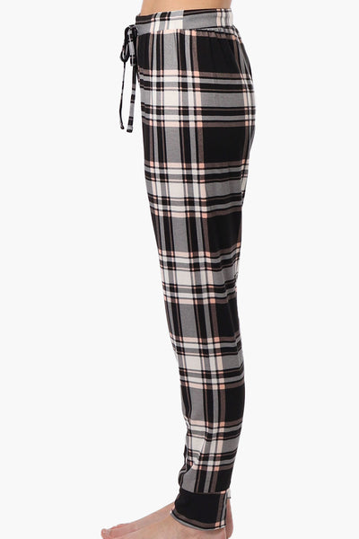 Cuddly Canuckies Plaid Jogger Pajama Pants - Black - Womens Pajamas - Fairweather