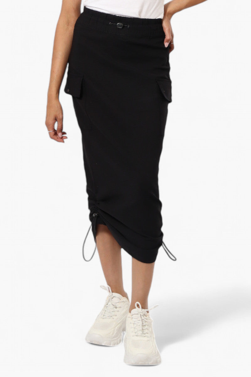 Urbanology Solid Cargo Pocket Midi Skirt - Black - Womens Skirts - Fairweather