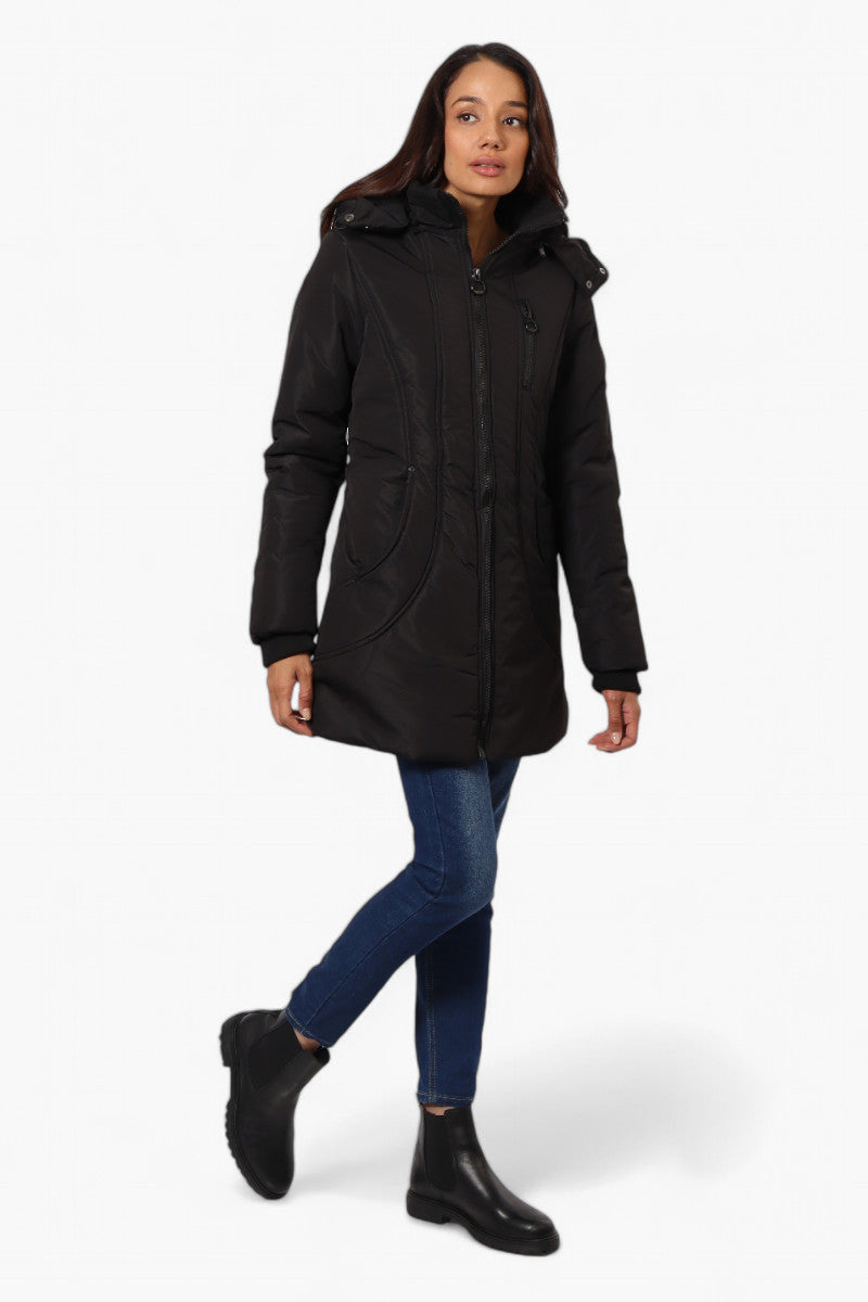 Oppenheimer Hooded Cinched Waist Parka Jacket - Black - Womens Parka Jackets - Fairweather