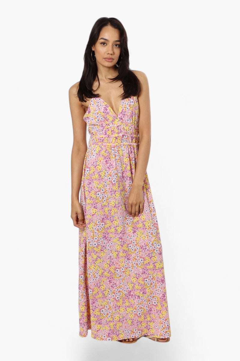 New Look Floral Cinched Waist Maxi Dress - Pink - Womens Maxi Dresses - Fairweather