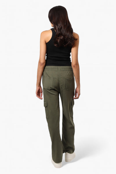 Urbanology Solid Tie Waist Cargo Pants - Olive - Womens Pants - Fairweather