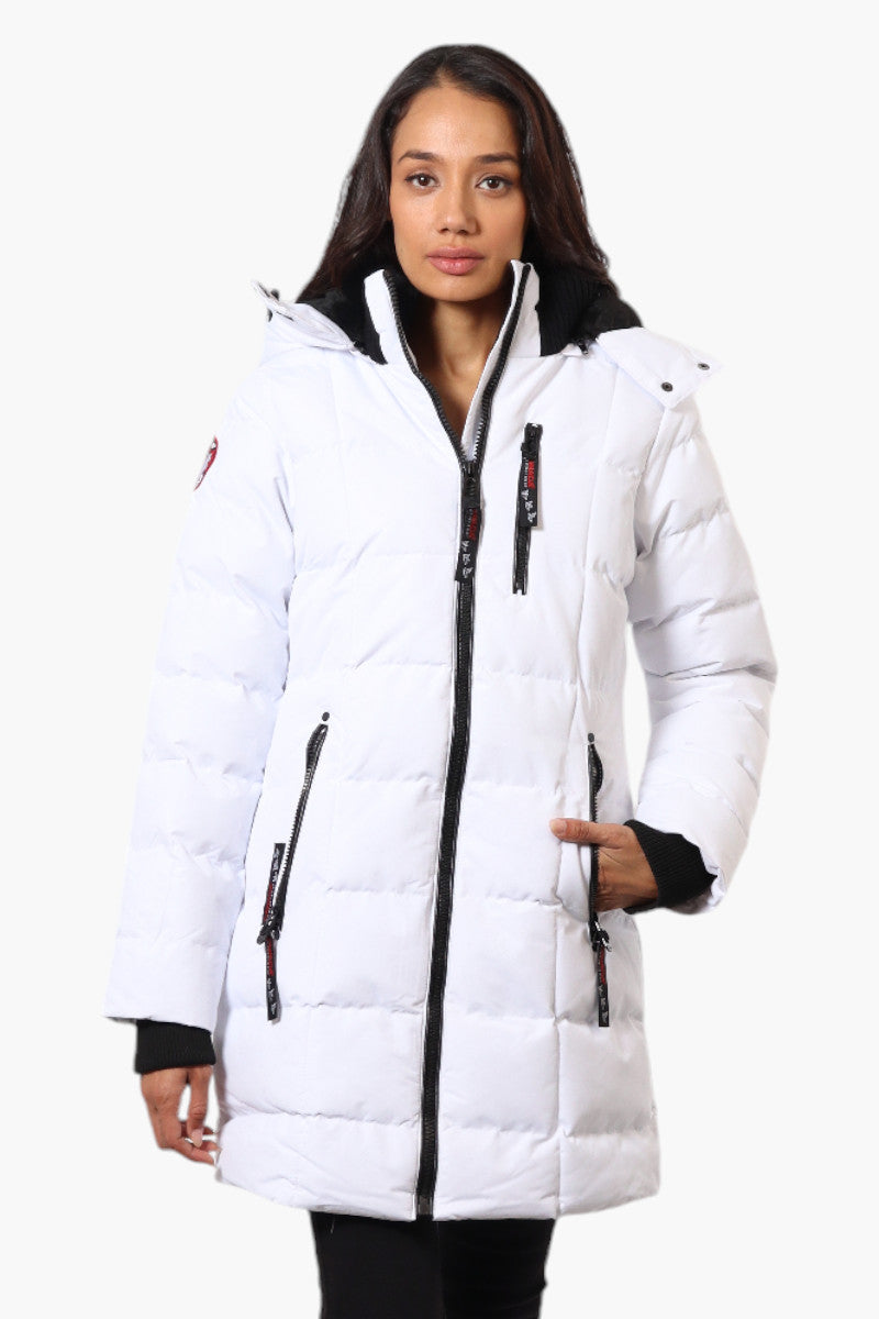 Canada Weather Gear 3/4 Length Bubble Parka Jacket - White - Womens Parka Jackets - Fairweather