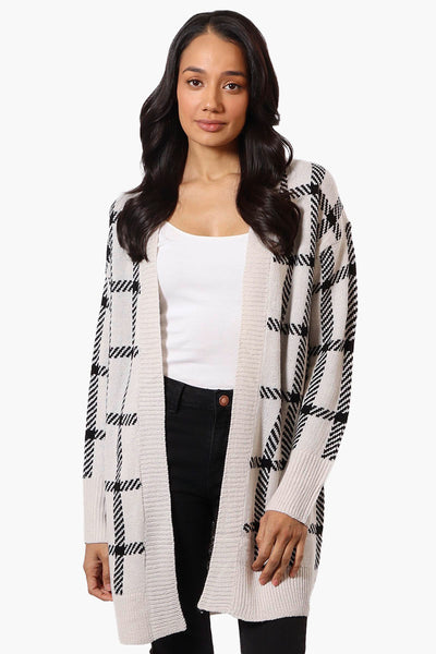 Canada Weather Gear Plaid Open Wrap Cardigan - Stone - Womens Cardigans - Fairweather