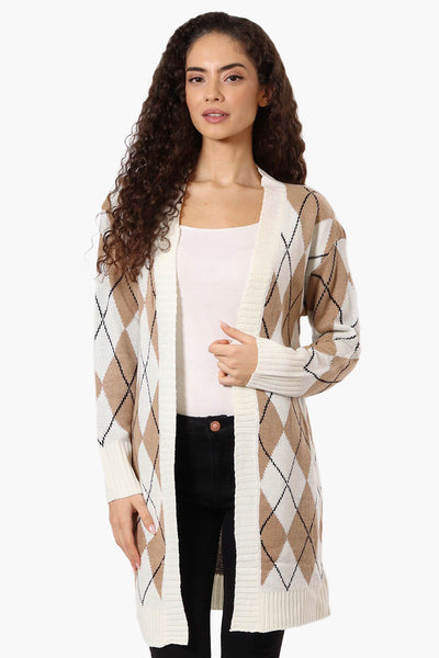 Beechers Brook Argyle Pattern Open Wrap Cardigan - Beige - Womens Cardigans - Fairweather