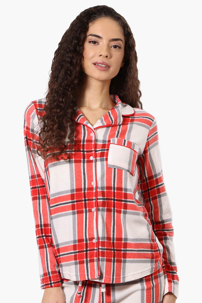 Canada Weather Gear Plaid Button Down Pajama Top - Red - Womens Pajamas - Fairweather