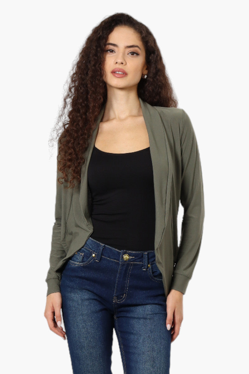 International INC Company Long Sleeve Open Wrap Cardigan - Olive - Womens Cardigans - Fairweather