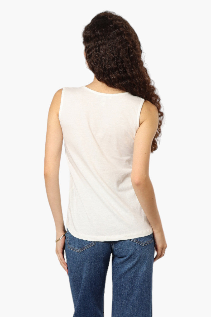 Majora Solid Lace Shoulder Tank Top - White - Womens Tees & Tank Tops - Fairweather