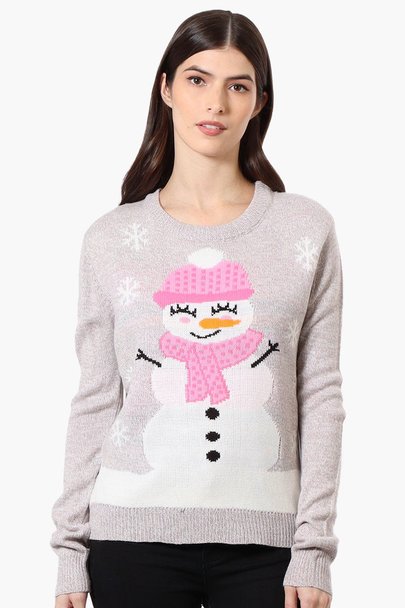 Ugly Christmas Sweater Snow Woman Knit Christmas Sweater - Grey - Womens Christmas Sweaters - Fairweather