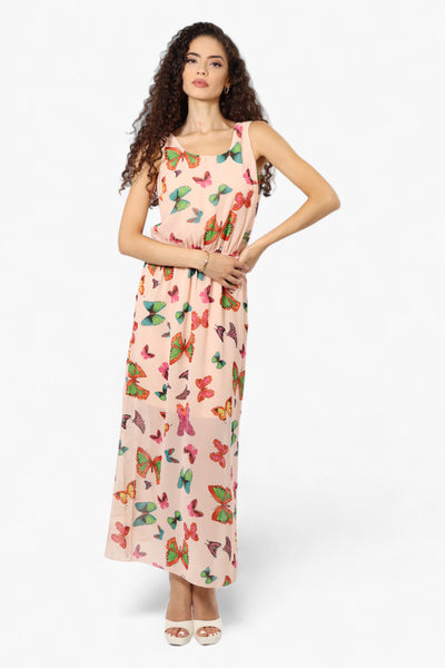 Limite Butterfly Pattern Sleeveless Tank Maxi Dress - Pink - Womens Maxi Dresses - Fairweather