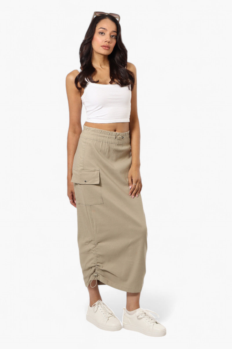 Urbanology Solid Cargo Pocket Midi Skirt - Beige - Womens Skirts - Fairweather