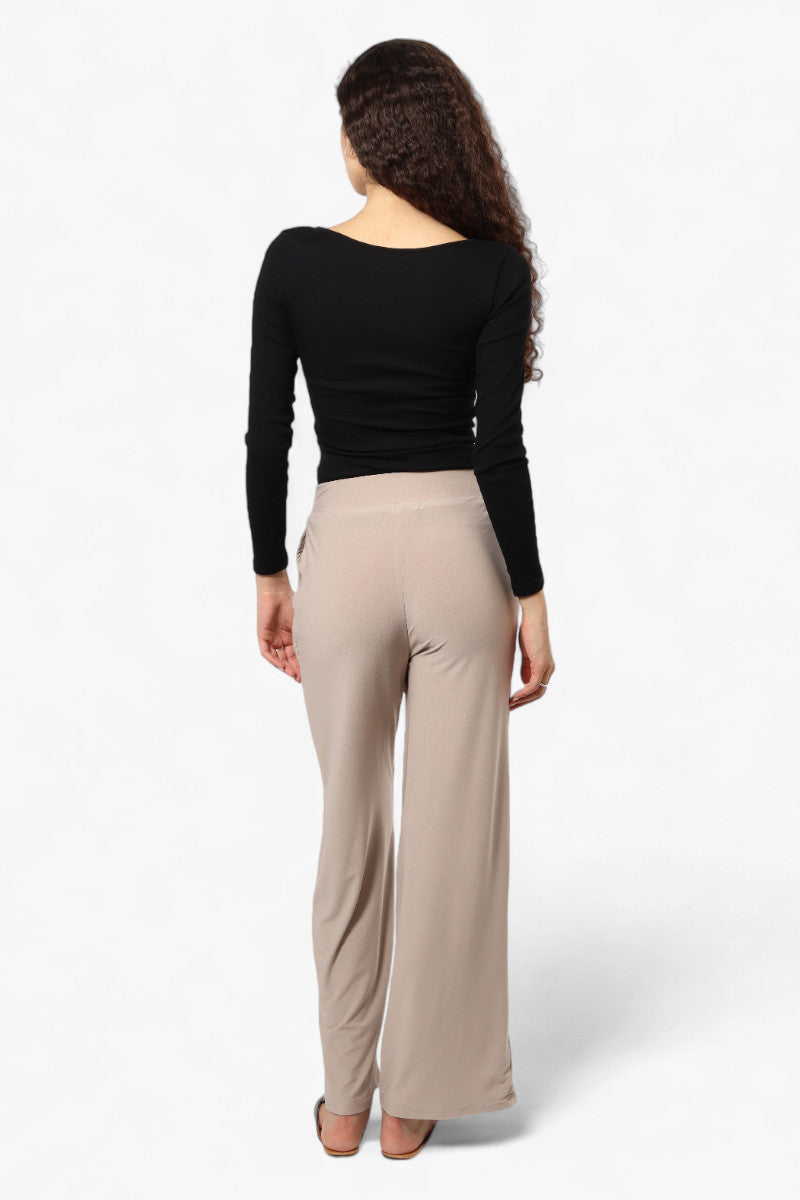 International INC Company Solid Belted Palazzo Pants - Beige - Womens Pants - Fairweather