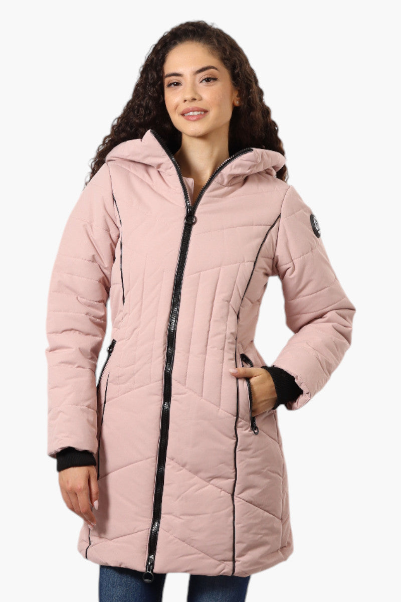 Oppenheimer Double Zip Cinched Waist Parka Jacket - Pink - Womens Parka Jackets - Fairweather