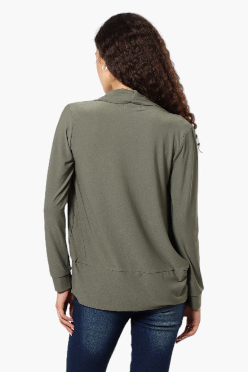 International INC Company Long Sleeve Open Wrap Cardigan - Olive - Womens Cardigans - Fairweather