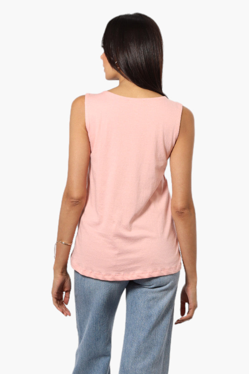 Majora Solid Lace Shoulder Tank Top - Pink - Womens Tees & Tank Tops - Fairweather