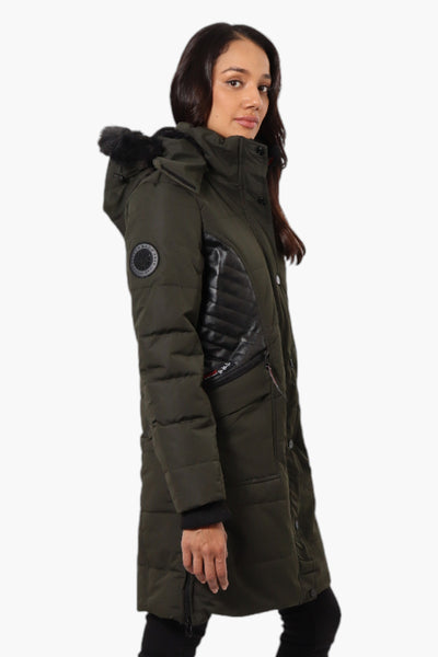 Canada Weather Gear Vegan Leather Insert Parka Jacket - Olive - Womens Parka Jackets - Fairweather