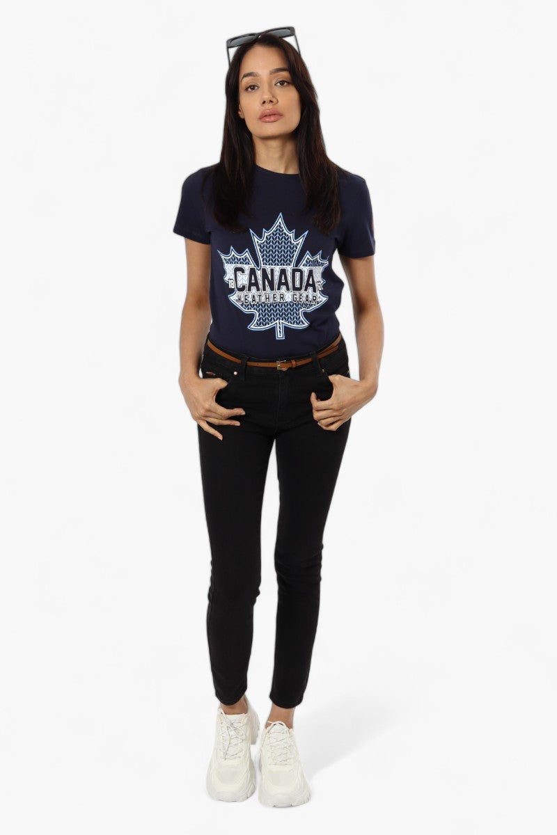 Canada Weather Gear Maple Leaf Print Tee - Navy - Womens Tees & Tank Tops - Fairweather