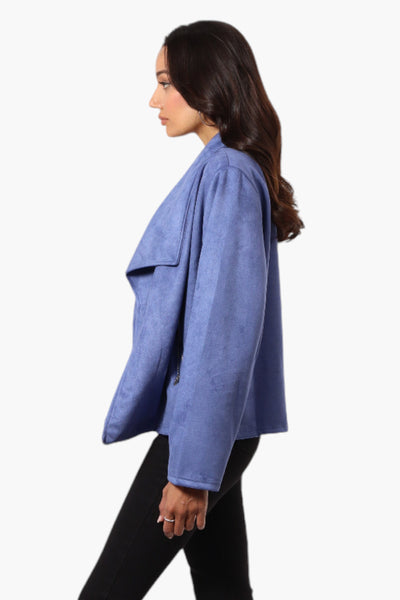 Beechers Brook Suede Waterfall Blazer - Blue - Womens Blazers - Fairweather