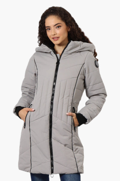 Oppenheimer Double Zip Cinched Waist Parka Jacket - Grey - Womens Parka Jackets - Fairweather