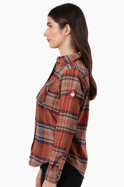 Canada Weather Gear Plaid Button Up Shirt - Rust - Womens Shirts & Blouses - Fairweather