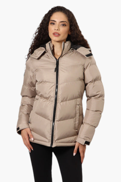 Canada Weather Gear Solid Bubble Bomber Jacket - Taupe - Womens Bomber Jackets - Fairweather