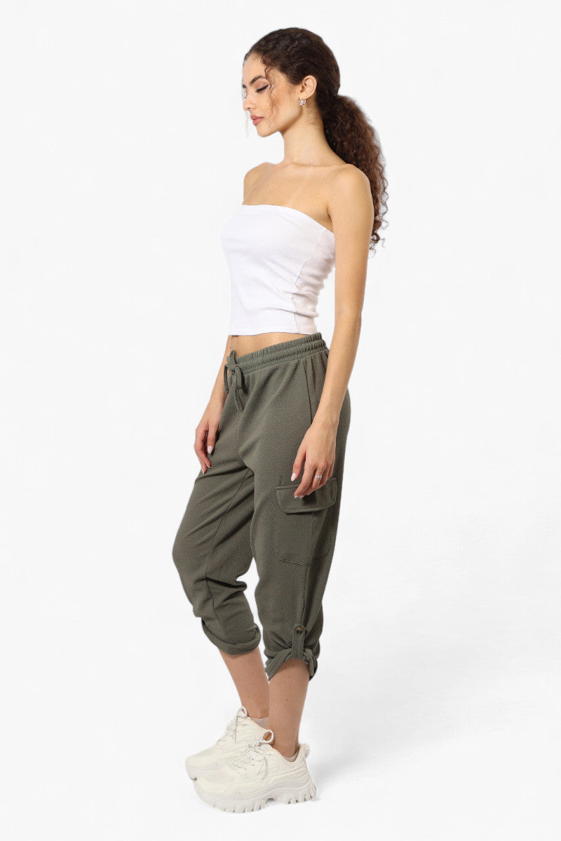 Impress Solid Tie Waist Cargo Pants - Olive - Womens Pants - Fairweather