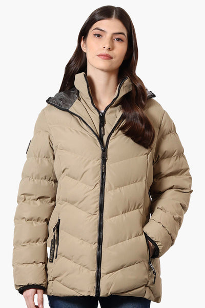 Super Triple Goose Heat Retention Lining Bomber Jacket - Beige - Womens Bomber Jackets - Fairweather