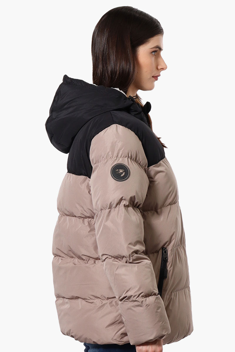 Super Triple Goose Sherpa Lined Bubble Bomber Jacket - Beige - Womens Bomber Jackets - Fairweather