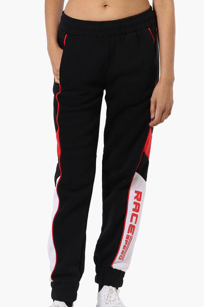 New Look Race Side Print Fleece Joggers - Black - Womens Joggers & Sweatpants - Fairweather