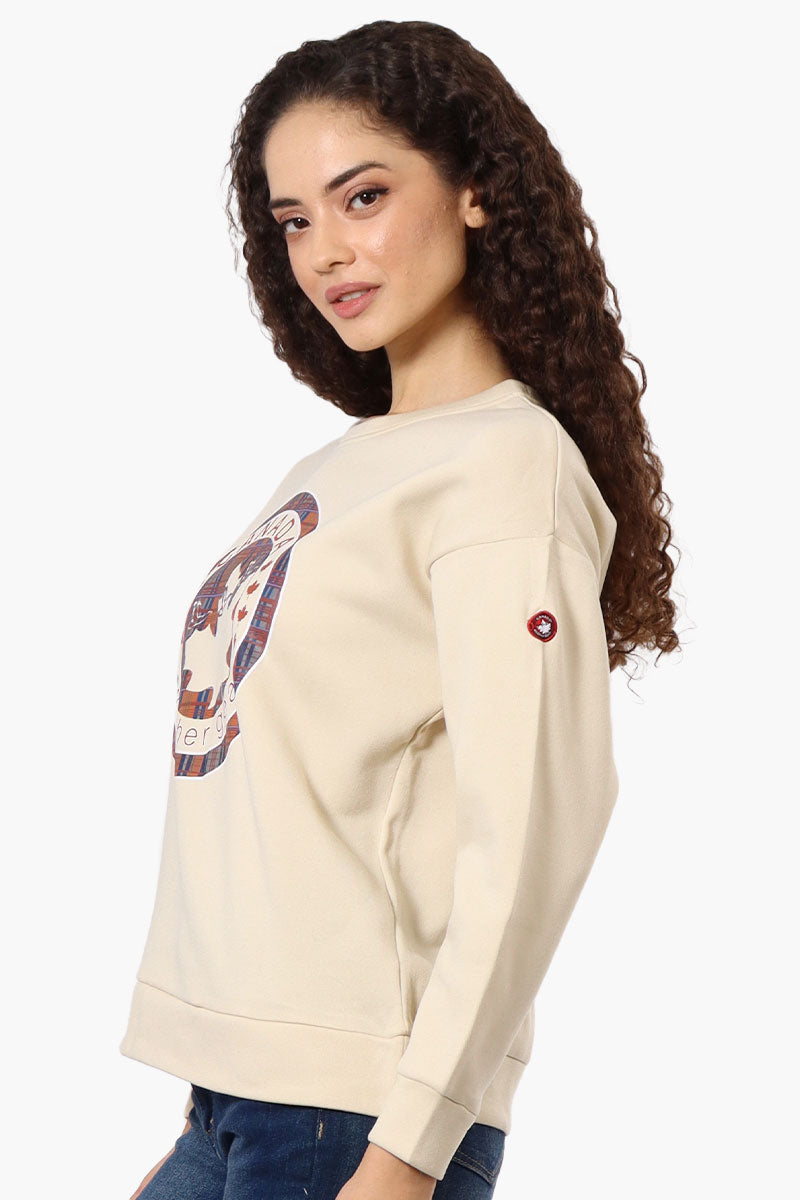 Canada Weather Gear Chest Logo Crew Neck Sweatshirt - Cream - Womens Hoodies & Sweatshirts - Fairweather