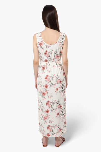 International INC Company Belted Floral Maxi Dress - White - Womens Maxi Dresses - Fairweather