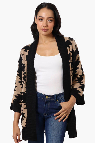 International INC Company Aztec Print Wrap Cardigan - Black - Womens Cardigans - Fairweather