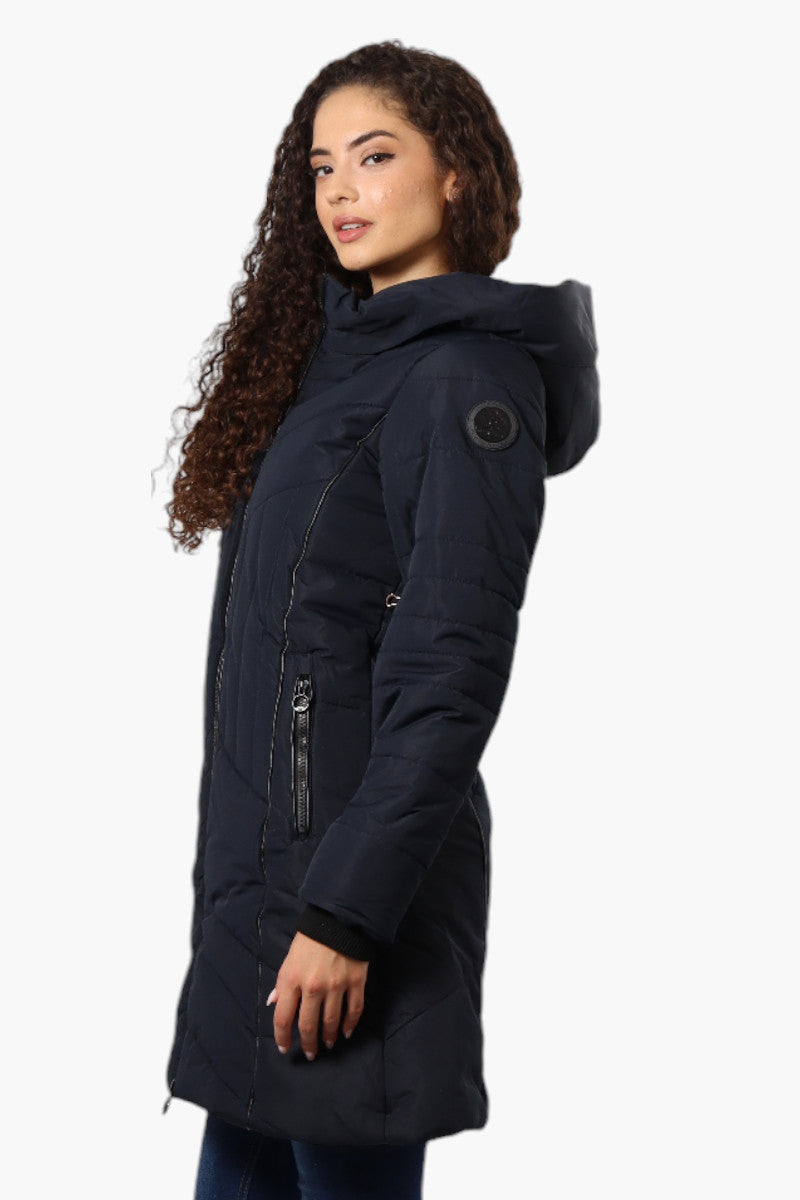 Oppenheimer Double Zip Cinched Waist Parka Jacket - Navy - Womens Parka Jackets - Fairweather