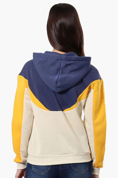 New Look Fleece Colour Block Hoodie - Navy - Womens Hoodies & Sweatshirts - Fairweather