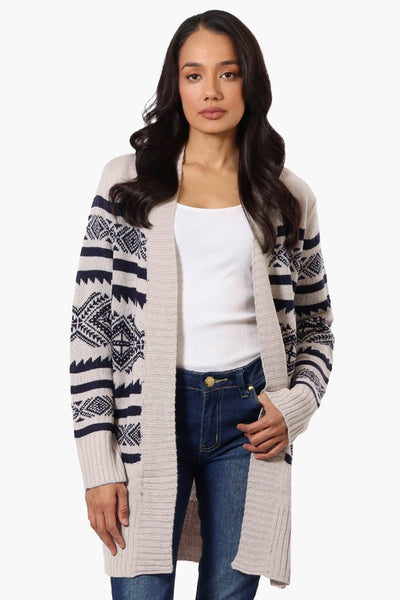 Canada Weather Gear Patterned Wrap Cardigan - Stone - Womens Cardigans - Fairweather