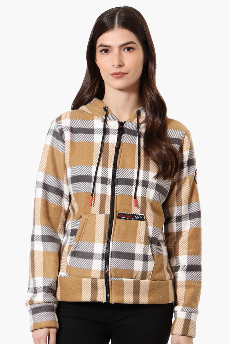 Canada Weather Gear Plaid Fleece Lined Hoodie - Beige - Womens Hoodies & Sweatshirts - Fairweather