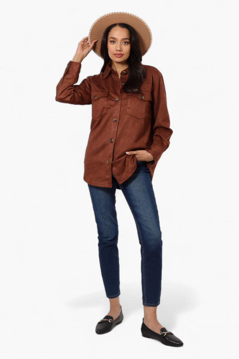 Beechers Brook Button Down Flap Pocket Lightweight Jacket - Brown - Womens Lightweight Jackets - Fairweather