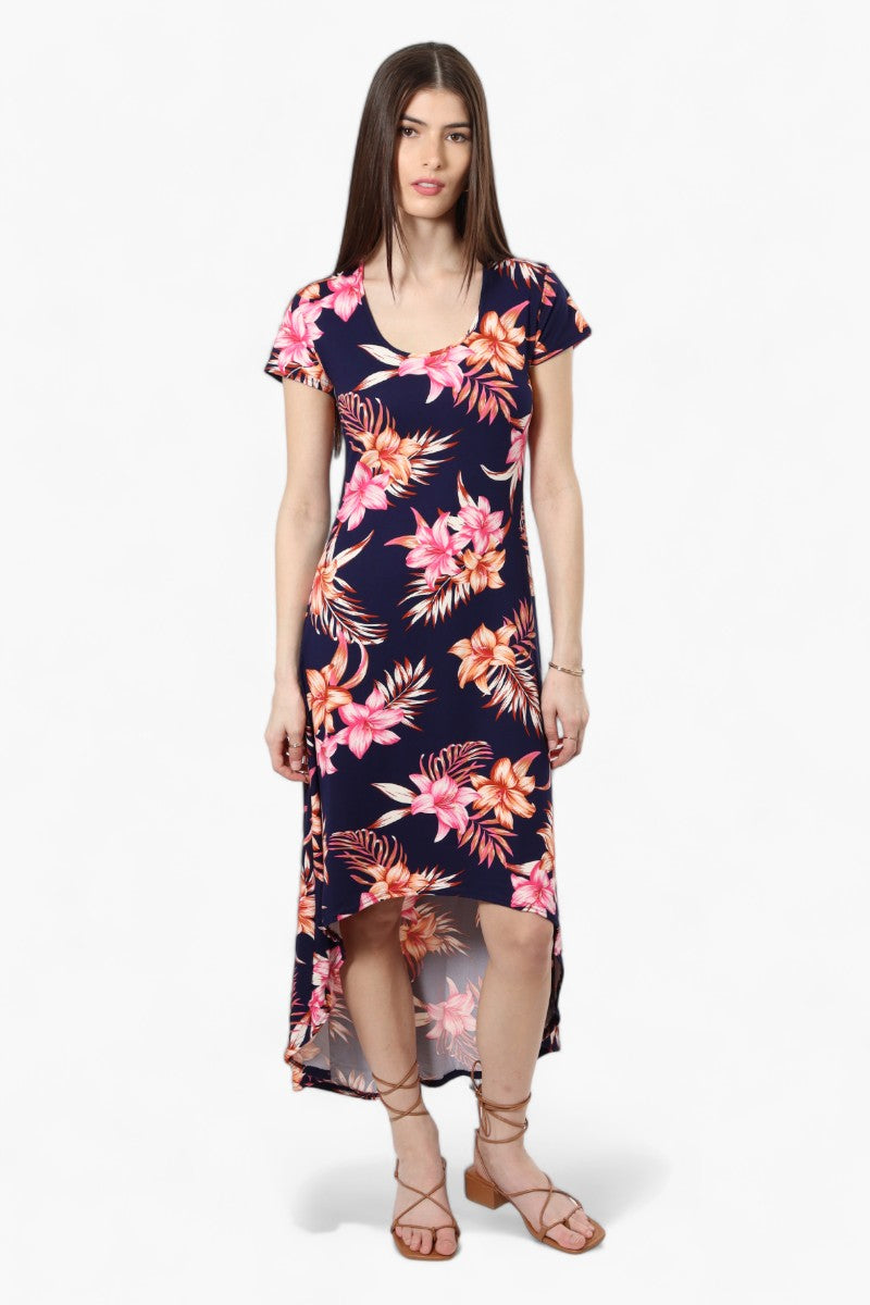 International INC Company Floral High Low Maxi Dress - Navy - Womens Maxi Dresses - Fairweather