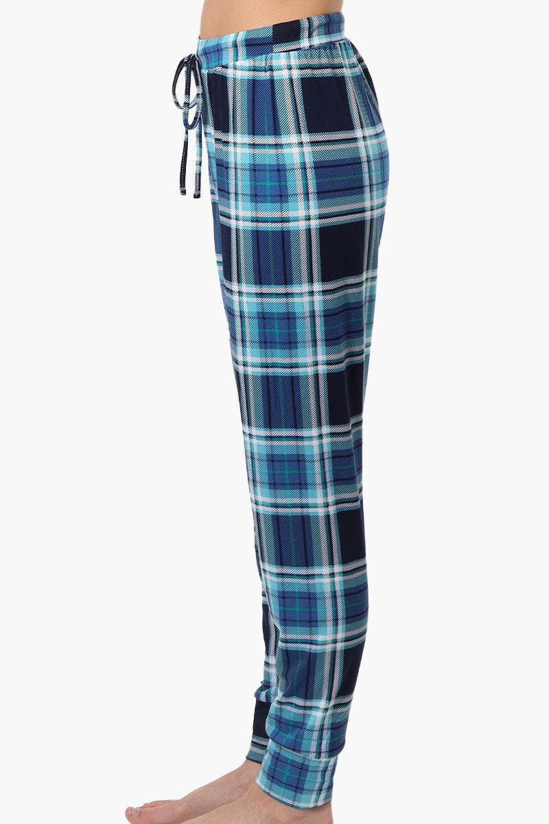 Cuddly Canuckies Plaid Jogger Pajama Pants - Blue - Womens Pajamas - Fairweather