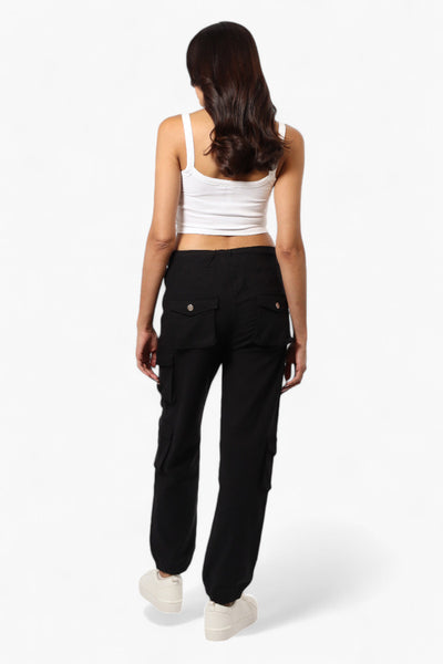 Urbanology Solid Tie Waist 5 Pocket Cargo Pants - Black - Womens Pants - Fairweather