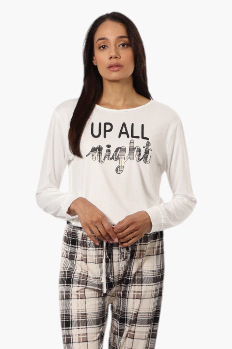 Canada Weather Gear Up All Night Print Drawstring Pajama Top - White - Womens Pajamas - Fairweather