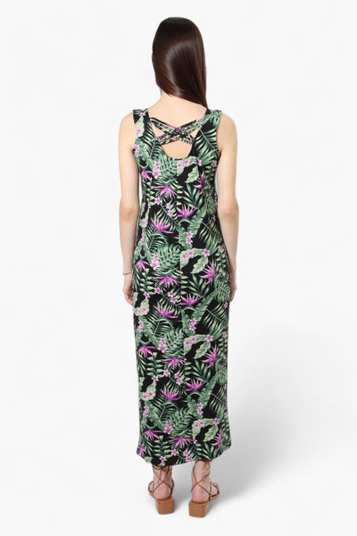 International INC Company Floral Cross Back Maxi Dress - Black - Womens Maxi Dresses - Fairweather