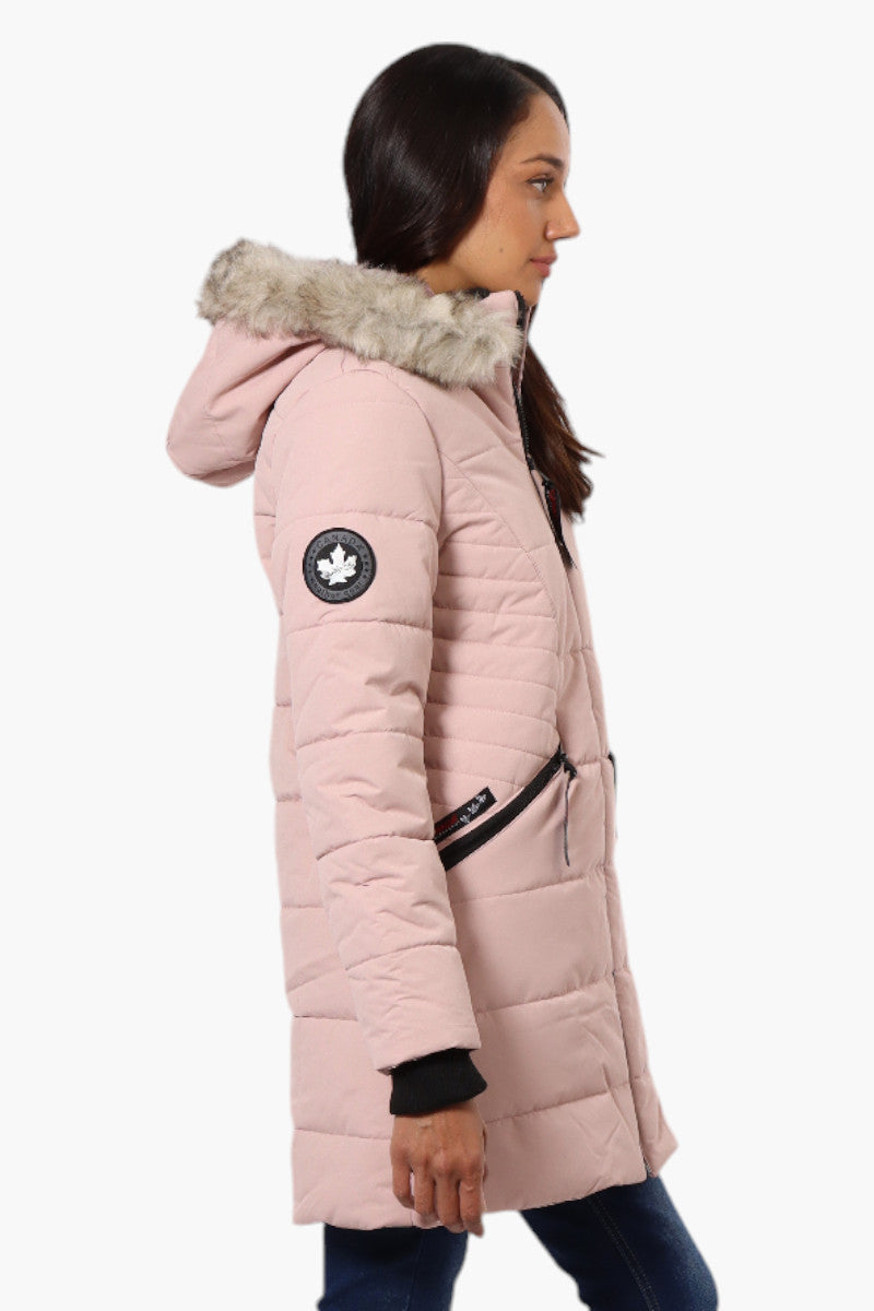 Canada Weather Gear Vegan Fur Hood Puffer Parka Jacket - Pink - Womens Parka Jackets - Fairweather