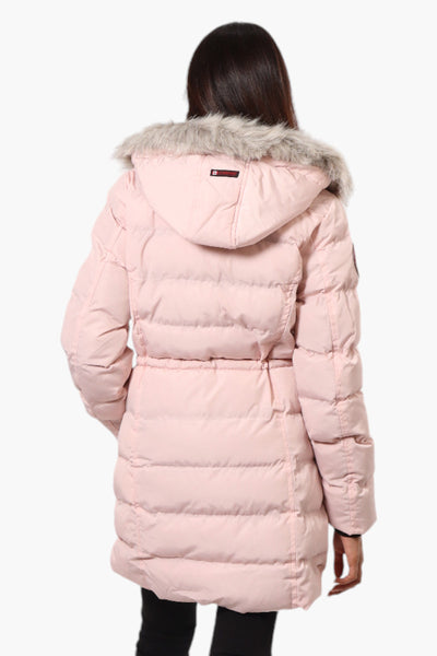 Canada Weather Gear Tie Waist Vegan Fur Hood Parka Jacket - Pink - Womens Parka Jackets - Fairweather