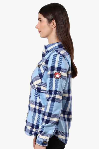 Canada Weather Gear Fleece Plaid Button Up Shirt - Blue - Womens Shirts & Blouses - Fairweather