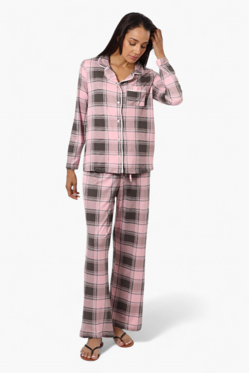 Canada Weather Gear Plaid Wide Leg Pajama Pants - Pink - Womens Pajamas - Fairweather