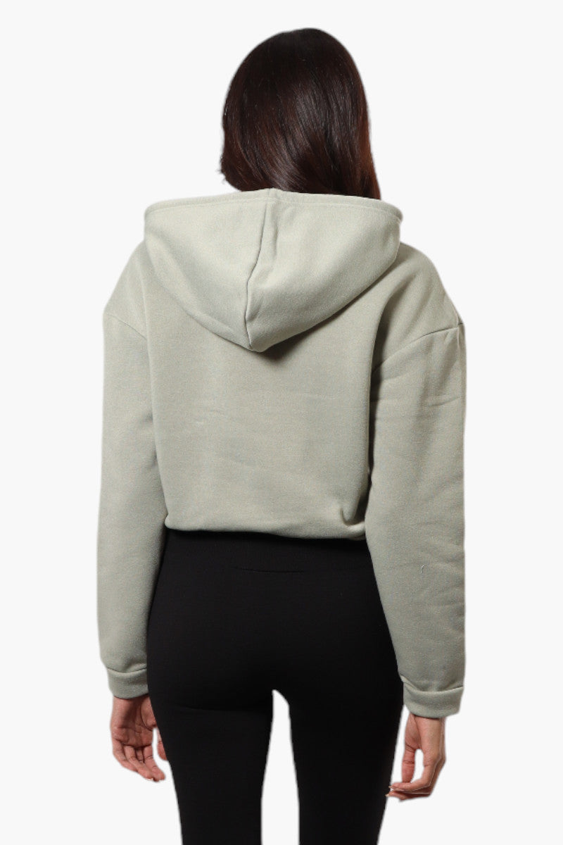 Fahrenheit Cropped Front Flap Pocket Hoodie - Olive - Womens Hoodies & Sweatshirts - Fairweather